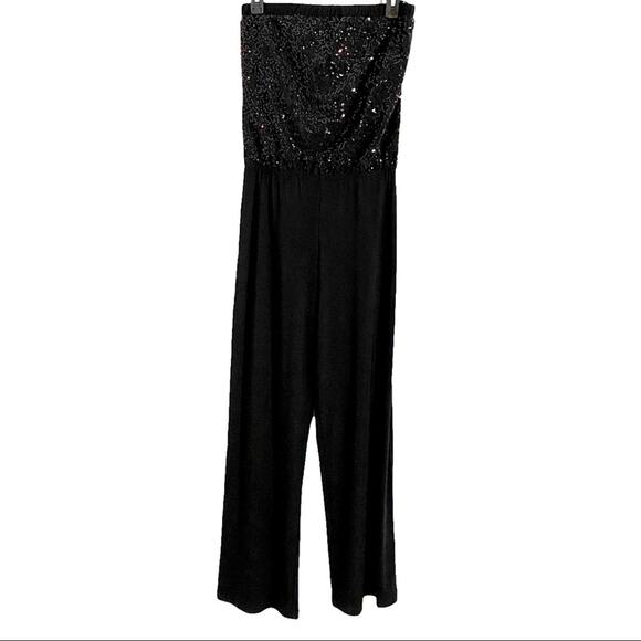 B Darlin Y2K Black Strapless Sequin Top Jumpsuit, Juniors Size 9/10 - Picture 3 of 11
